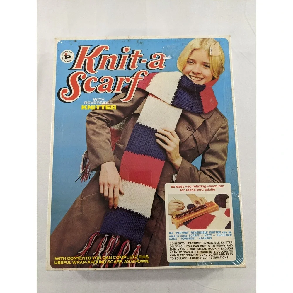 Vintage‎ Sealed Pastime Knit-a-scarf With reversible knitter (No 693p) 70s retro